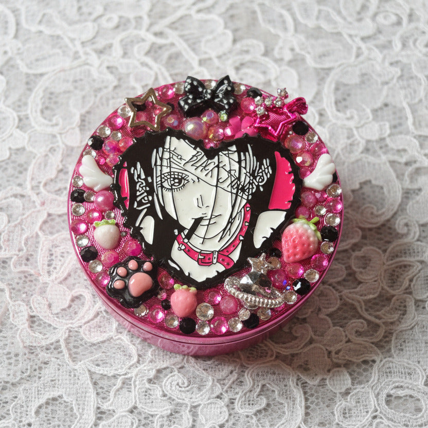 2" Pink Black Manga Girl Mill
